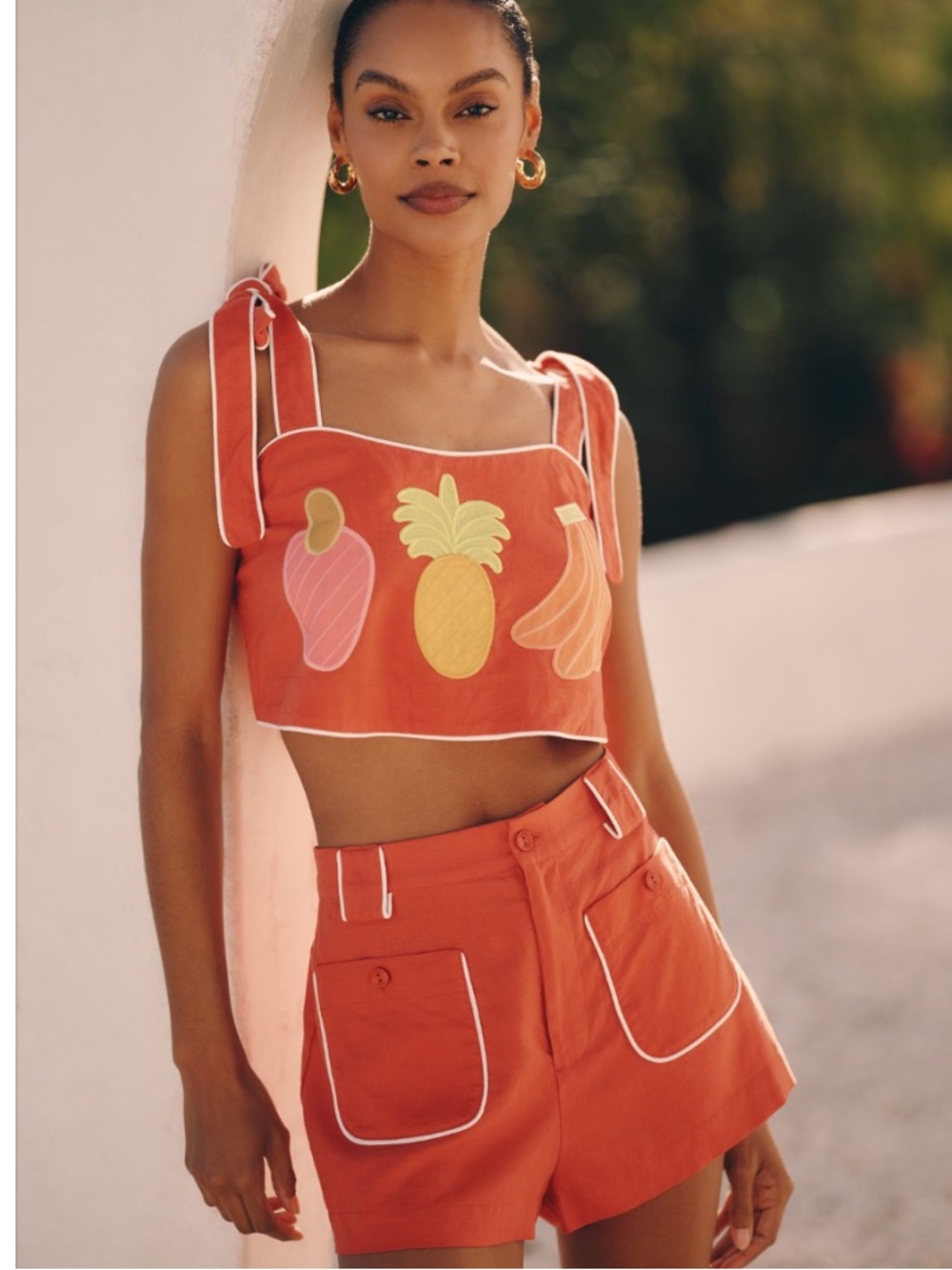 NEW Farm Rio top & shorts marching set. Orange/Fruit. M. NWT